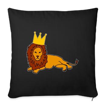 Lion with Crown King Majestic - Sofa pillowcase 17,3'' x 17,3'' (45 x 45 cm) - black - Front