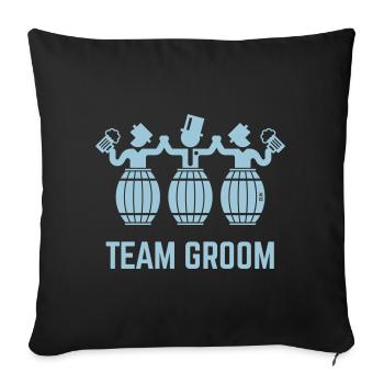 Team Groom (Enterrement de vie de garçon / Barils de bière / Blanc) - Housse de coussin décorative 45 x 45 cm - noir - Devant