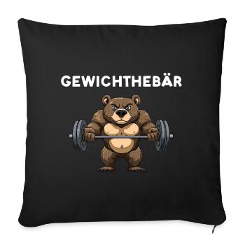 Weightlifting - Bear Design - Sofa pillowcase 17,3'' x 17,3'' (45 x 45 cm) - black - Front