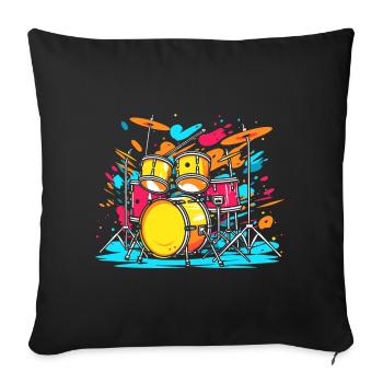 Portrait de tambour - Housse de coussin décorative 45 x 45 cm - noir - Devant