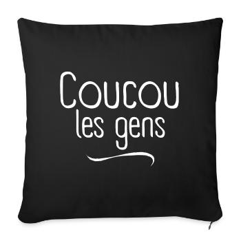 coucou, coucou les gens, vacances - Housse de coussin décorative 45 x 45 cm - noir - Devant