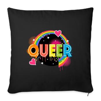 Colorful Queer Typo Pride Month Equal Rights LGBTQ - Sofa pillowcase 17,3'' x 17,3'' (45 x 45 cm) - black - Front