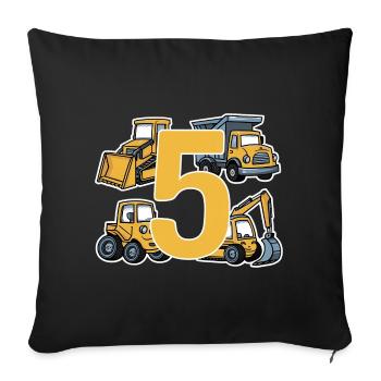 Chantier - 5 ans - 5ème anniversaire - Housse de coussin décorative 45 x 45 cm - noir - Devant