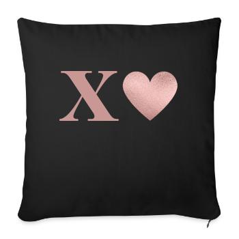 Letter x rose gold heart - Sofa pillowcase 17,3'' x 17,3'' (45 x 45 cm) - black - Front