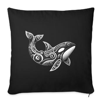 Plongeur orca tribal maori orque - Housse de coussin décorative 45 x 45 cm - noir - Devant