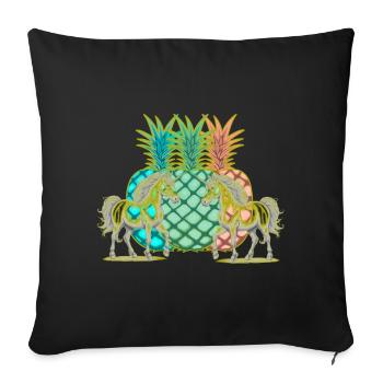Ananas Licorne d’été Licornes Fruits Fruits Cheval - Housse de coussin décorative 45 x 45 cm - noir - Devant