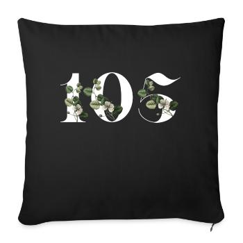 Numéro 105 floral vert - 105e anniversaire floral - Housse de coussin décorative 45 x 45 cm - noir - Devant