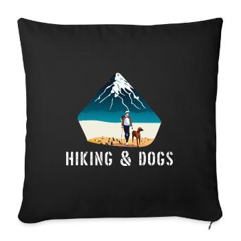 Randonnée et chiens Randonneur en plein air Randonnée pour animaux de compagnie - Housse de coussin décorative 45 x 45 cm - noir - Devant