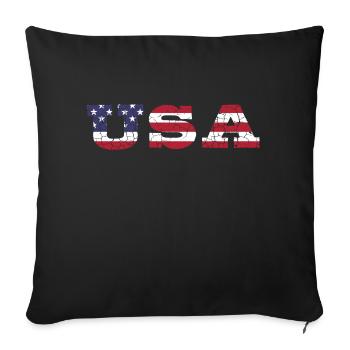 Les États-Unis aux couleurs du drapeau américain drapeau - Housse de coussin décorative 45 x 45 cm - noir - Devant
