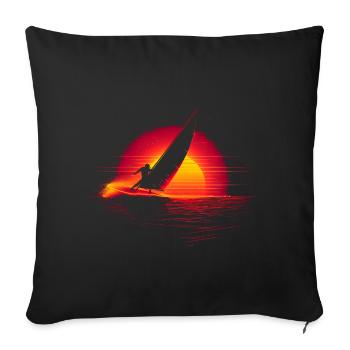 Planche à voile vintage - Housse de coussin décorative 45 x 45 cm - noir - Devant