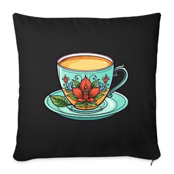 Teacup Neo Traditional - Sofa pillowcase 17,3'' x 17,3'' (45 x 45 cm) - black - Front