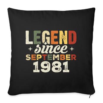Légendaire depuis septembre 1981 anniversaire septembre - Housse de coussin décorative 45 x 45 cm - noir - Devant