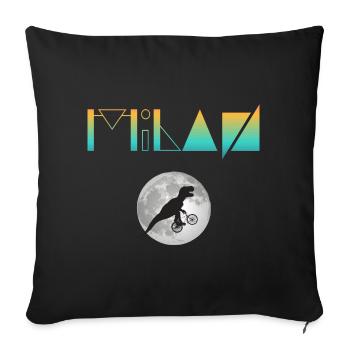 MILAN - Schöner Jungen Name mit Dinosaurier - Sofakissenbezug 45 x 45 cm - Schwarz - Vorne