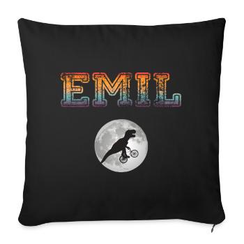 EMIL - Beautiful boy name with dinosaur - Sofa pillowcase 17,3'' x 17,3'' (45 x 45 cm) - black - Front