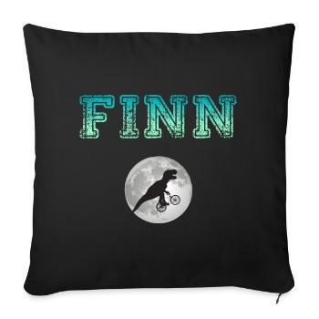 FINN - Beau prénom de garçon avec dinosaure - Housse de coussin décorative 45 x 45 cm - noir - Devant