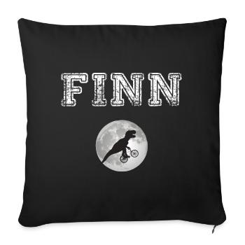 FINN - Beau prénom de garçon avec dinosaure - Housse de coussin décorative 45 x 45 cm - noir - Devant