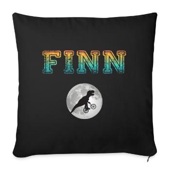 FINN - Beau prénom de garçon avec dinosaure - Housse de coussin décorative 45 x 45 cm - noir - Devant