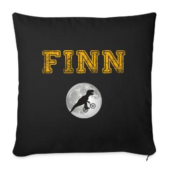 FINN - Beau prénom de garçon avec dinosaure - Housse de coussin décorative 45 x 45 cm - noir - Devant