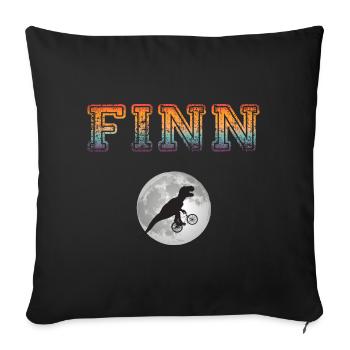 FINN - Beau prénom de garçon avec dinosaure - Housse de coussin décorative 45 x 45 cm - noir - Devant