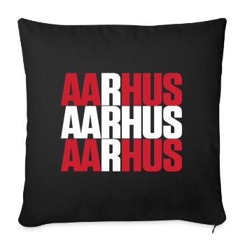 Aarhus Denmark Flag - Sofa pillowcase 17,3'' x 17,3'' (45 x 45 cm) - black - Front