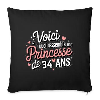 Princesse de 34 Ans - Housse de coussin décorative 45 x 45 cm - noir - Devant