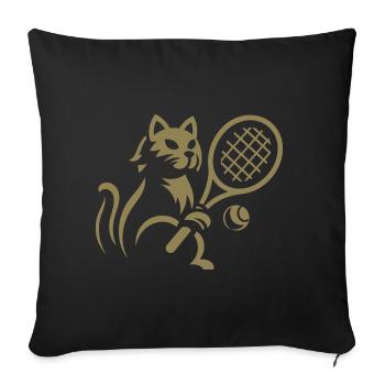 Minimalist silhouette cat tennis player - Sofa pillowcase 17,3'' x 17,3'' (45 x 45 cm) - black - Front