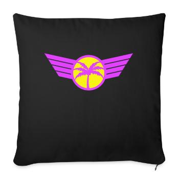 palmier logo aile armoiries emblème symbole soleil rose - Housse de coussin décorative 45 x 45 cm - noir - Devant