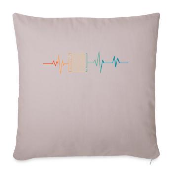 Retro-Herzschlag-Labyrinth - Sofakissenbezug 45 x 45 cm - helles Taupe - Vorne