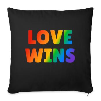 L’amour gagne le texte arc-en-ciel LGBT - Housse de coussin décorative 45 x 45 cm - noir - Devant