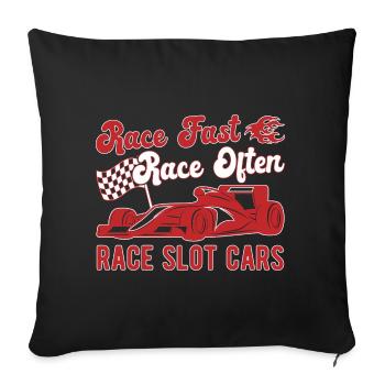 Course, course rapide, course souvent de voitures de course - Housse de coussin décorative 45 x 45 cm - noir - Devant