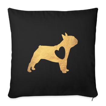 Mops Gold Hund Herz Mopsleben Hundeliebe Fan Gassi - Sofakissenbezug 45 x 45 cm - Schwarz - Vorne