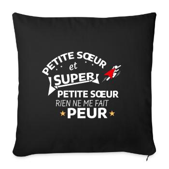 Sœur Super et Petite Sœur Courage - Housse de coussin décorative 45 x 45 cm - noir - Devant