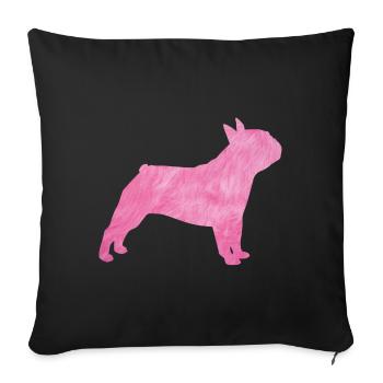 Pug Fluffy Fur Dog Pink Master Mistress - Sofa pillowcase 17,3'' x 17,3'' (45 x 45 cm) - black - Front