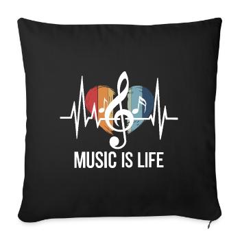 Music is Life clef outfit music fans and - Sofa pillowcase 17,3'' x 17,3'' (45 x 45 cm) - black - Front