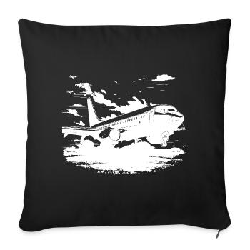 Airplane Sketch - Sofa pillowcase 17,3'' x 17,3'' (45 x 45 cm) - black - Front