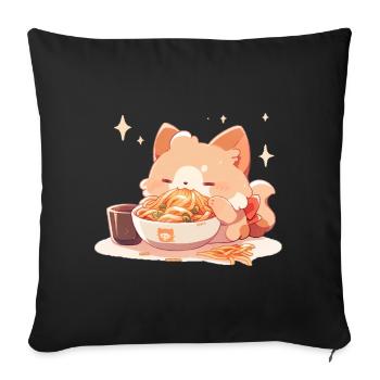 Cat kitten Funny spaghetti eating fat humor - Sofa pillowcase 17,3'' x 17,3'' (45 x 45 cm) - black - Front
