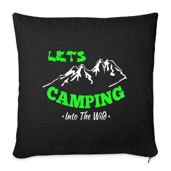 Camping Zelten Erlebnis in der Wildnis - Sofakissenbezug 45 x 45 cm - Schwarz - Vorne