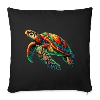 Sea turtle - Sofa pillowcase 17,3'' x 17,3'' (45 x 45 cm) - black - Front