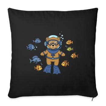 Teddy Bear Diver - Sofa pillowcase 17,3'' x 17,3'' (45 x 45 cm) - black - Front