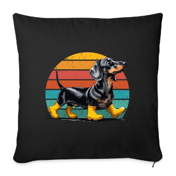 Dog Dachshund Dachshund Lover Rubber Boots Funny - Sofa pillowcase 17,3'' x 17,3'' (45 x 45 cm) - black - Front