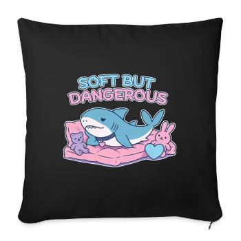 BLAHAJ – Soft & Danger - Sofa pillowcase 17,3'' x 17,3'' (45 x 45 cm) - black - Front