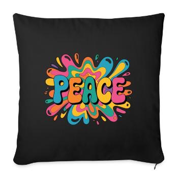 Paix Design pop-art psychédélique des années 1960 - Housse de coussin décorative 45 x 45 cm - noir - Devant
