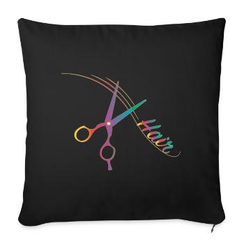 Colourful hairdressing scissors with a swing – creative style - Sofa pillowcase 17,3'' x 17,3'' (45 x 45 cm) - black - Front