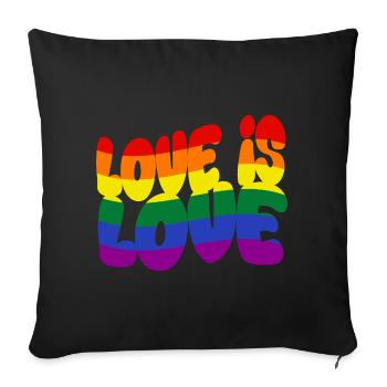 Love is Love – Pride. Visible. Naturally - Sofa pillowcase 17,3'' x 17,3'' (45 x 45 cm) - black - Front