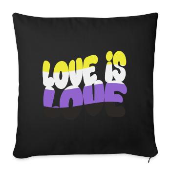 Love is Love – Nonbinary & Proud - Sofakissenbezug 45 x 45 cm - Schwarz - Vorne