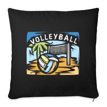 Volleyball illustration with beach volleyball palm tree - Sofa pillowcase 17,3'' x 17,3'' (45 x 45 cm) - black - Front