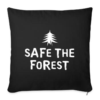 en toute sécurité dans la forêt - Illustration de logo minimal d’arbre - Housse de coussin décorative 45 x 45 cm - noir - Devant