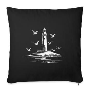 Lighthouse Seagull Harbor Moin Sea Lake - Sofa pillowcase 17,3'' x 17,3'' (45 x 45 cm) - black - Front