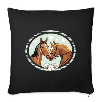 Portrait of two loving horses - Sofa pillowcase 17,3'' x 17,3'' (45 x 45 cm) - black - Front