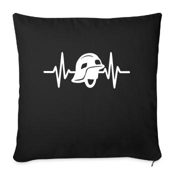 Firefighter Heart Beat - Sofa pillowcase 17,3'' x 17,3'' (45 x 45 cm) - black - Front